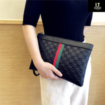 Hong Kong womens handbag handbag 2022 new hit color envelope bag Chessboard Lattice Single Shoulder Tide Hand Grip Bag Stripe Big