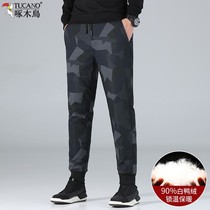 Woodpecker big brand winter down pants men wear warm and thick camouflage youth casual feather mens pants