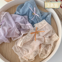 Lace girls day department underpants female pure cotton silk crotch thin middle waist No marks 2021 new exploits triangular shorts