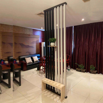 Wood grain aluminum square tube column square pass partition Wooden strip perforated screen Entrance Living room Office balcony strip Nordic