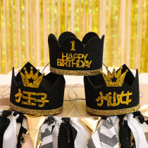 Crown black gold men and women Baby Day birthday hat party hat protagonist adult crown decoration hat