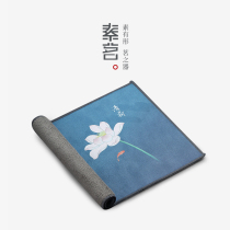Sumei high-grade plush cotton absorbent tea towel painted National Wind Zen trumpet light luxury pot special rag tea accessories