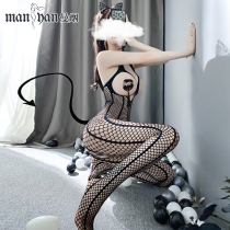 Erotic lingerie riot bed stockings tear transparent provocative passion set oversized open crotch seduction flirting clothes woman