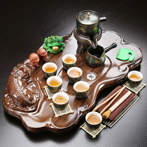 Guhong automatic tea set Household simple modern living room Kung fu solid wood tea tray Purple sand tea cup Tea ceremony tea table