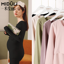 Pregnant women autumn clothes and trousers set autumn and winter thermal underwear postpartum lactation clothing Moon Clothing fashion feeding autumn and winter clothing