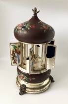 Centennial Italian antique pure hand-painted flower and bird pattern rotating music box cigarette case