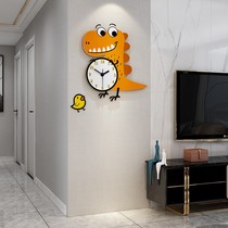 Childrens room cartoon bedroom clock wall clock living room home creative dinosaur fashion cute silent clock hanging wall