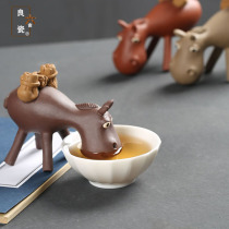 Yixing Zisha tea pet handmade sculpture meaning donkey fortune crafts tea tray tea play tea ceremony ornaments