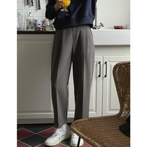 Early Autumn New curl radish casual pants women high waist gray joker loose straight ankle-length pants acmegroung
