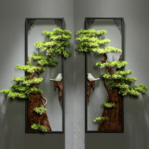 Chinese living room porch wall decoration green plant wall hanging wall background decoration pendant restaurant wall welcome pine hanging decoration