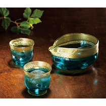 Japanese Zinlight Glass Wine Cup Single - mouth Wine Group 3 piece high - grade blue gold foil