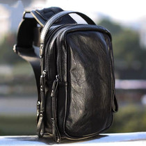 Hong Kong Chest Differential Slanted Satchel Men Locomotive Leisure Genuine Leather Single Shoulder Bag Travel Small Backpack Bull Leather Purse Tide