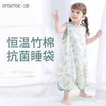 Baby sleeping bag baby spring and summer thin thermostatic bamboo cotton gauze vest sleeping bag sleeveless autumn and winter children kicking quilt