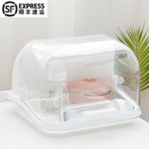 Transparent storage box baby bottle storage box bowl cleaning basin water Cup finishing box baby tableware dustproof storage box