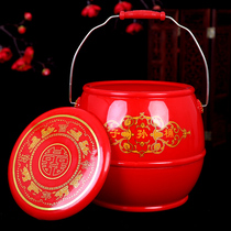 Wedding children and grandchildren bucket wedding supplies imitation red solid wood single small toilet woman with dowry children three buckets