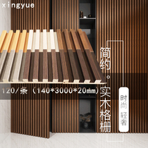 Net red solid wood grille background wall hidden door Small Great Wall wall panel living room TV restaurant partition wood veneer