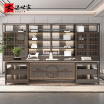New Chinese style large class solid wood office table and chair combination high-end atmospheric boss table modern light luxury office furniture