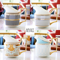 Bone China English milk jar Ceramic milk jar with handle Plus milk flower cup Milk cup Milk pot Small milk cup Ceramic utensils