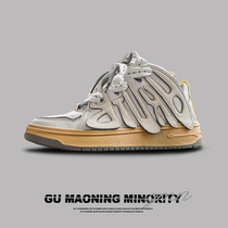 Small crowddesign high help board shoes mens 2021 spring and summer genuine leather thick bottom heightening Korean version Trend Ins retro casual shoes