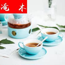 Flower tea cup set housetea set filter fruit teapot set glass candle heating teapot