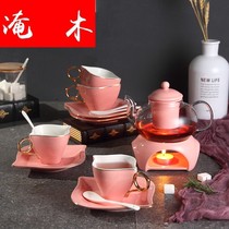 Yanmu flower tea tea set Ceramic heating base European afternoon tea cup Coffee cup Saucer Flowers and fruits glass