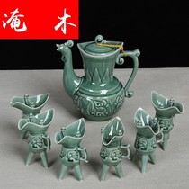 Flooded Wood White Wine Ceramic Wine With Suit Retro Wine Pot Small Wine Glass Yellow Wine Sub Wine Wine Glass Spirits Goblet