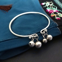 Ethnic style anklet foot ring Female palace bell Ancient style bell anklet has sound handmade Miao silver bracelet Nie Xiaoqian with the same