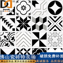 Ceramic Nordic black and white small tiles balcony flower background wall bathroom restaurant Stairs tile floor tiles 300