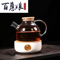 Baihui Niang fruit Teapot set Glass fruit teapot Japanese household candle heating flower teapot heat-resistant