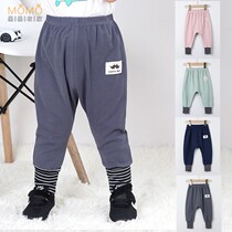 Childrens clothing autumn and winter female baby high waist Hallen trousers male and infant children can open crotch large pp pants big fart pants