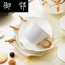 Tangshan bone China hand-painted gold coffee set Luxury villa model room Tea set Coffee set Cup and saucer pot