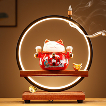 Creative lucky cat piggy bank ornaments ceramic Home Office cashier decoration opening gift hair cat