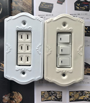 Retro household double-control ceramic wall switch socket wall plug socket embedded with logo panel socket