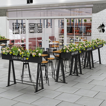 Custom wrought iron flower box fence new tree galvanized plate Flower trough fence fence fence restaurant screen outdoor