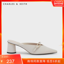 CHARLES & KEITH21 Autumn New CK1-60920272 Lady Metal Decorative Pointed High Heel Mueller Shoes