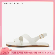 CHARLES & KEITH SPRING and SUMMER WOMENs shoes CK1-70900211 WOMENs SIMPLE wide trip belt flat heel sandals