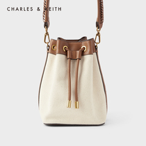 (Hot product return) CHARLES & KEITH women bag CK2-10840319 woven hand shoulder bucket bag