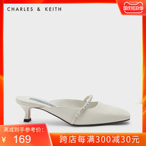 CHARLES & KEITH Womens Shoes CK1-60361324 Ladies Semi-Precious Decorated Square Head Mueller Shoes