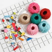 Small Fresh Hemp Rope Photo Wall Clip Colorful Wooden Hanging Photo Clip Photo Wall Diy Creative Decorative Rope