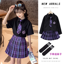 Girls  dresses Summer dress Western style Childrens princess skirt jk uniform full outfit College style Net red Zhongda childrens tide