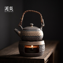 Coarse pottery girder pot warm tea stove set Household Japanese retro small cooking teapot tea Ceramic Kung Fu tea set