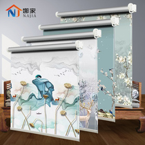 Punch-free rolling shutter blackout kitchen bathroom office balcony waterproof sunscreen roll-up lifting Louver Curtain