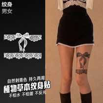 Herbal juice tattoo patch semi-permanent thigh lace bow durable waterproof female