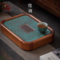 Slow-tune household solid wood dry bubble tray water storage tea tray simple tea ceremony rosewood tea tray retro tea small tray