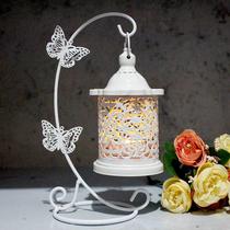 Eurostyle Home Candleholder Iron Art Candleholder Butterfly Hooks Hollowed-out Bird Cage Candleholder Pendulum