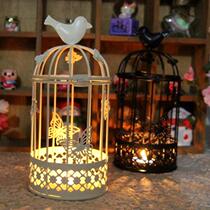 Zakka Grocery Big Bird Cage Metal Candle Holder Iron Art Pendulum Piece Creativity Hollowed-out Butterfly Handicraft Wholesale