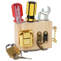 Monshi Teaching Aids Children Wooden Busy Board Puzzle Early Teach Six Faces To Unlock Toys Parent-child Interaction Busy Blocks