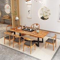 Love Dreams Birds Solid Wood Large Plate Tea Table And Chairs Combined New Chinese Log Tea Table Office Will Guest store Minjuku