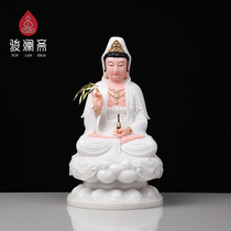 Junlanzhai White Jade Guanyin Buddha statue home dedicated to Guanyin Bodhisattva jade stone sculpture ornaments