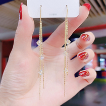 Zircon Stone Ear Line Female Brief Temperament 100 Hitch Silver Needle Lukewarm Fashion Long STREAM SUEARRINGS SUPERFAIRY PERSONALITY EARRINGS